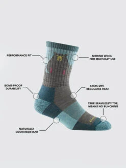 Darn Tough 1970 Bear Town Micro Crew Lightweight Hiking Cushion Women's Socks -Wellness Yoga Shop 1kso102dkpa
